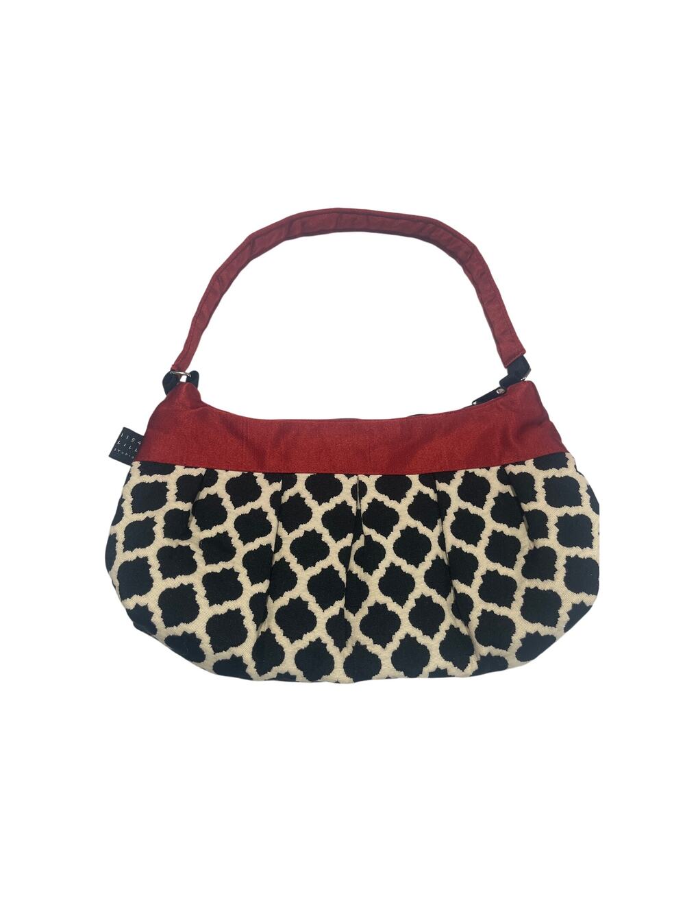 1154 Lill Studio Red Cream Black Graphic Shoulder Bag Y2K Cottage Fabric 90s